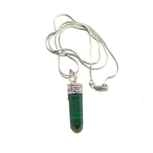 Malachite  Pencil Pendant with Chain  