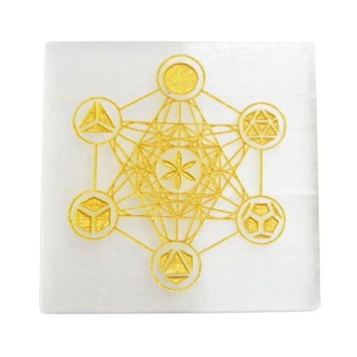 Selenite Plate with metatron's cube